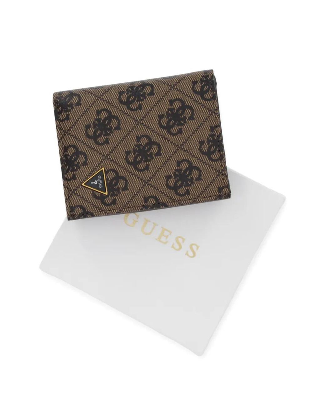 Guess Brown Milano Monogram-Print Logo-Plaque Wallet for men