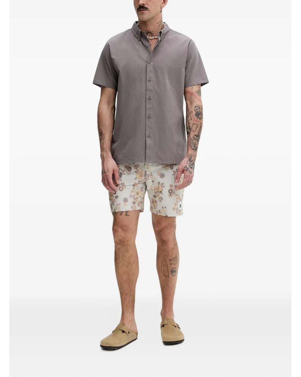 Hurley Gray Phantom Floral-Print Board Shorts for men