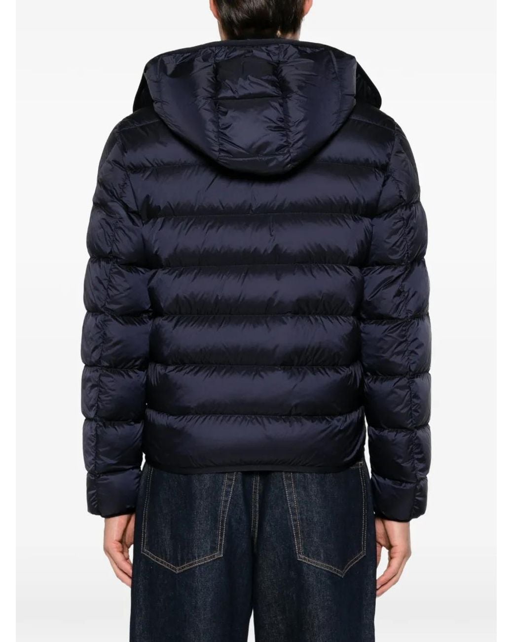 Moncler Blue Quilted Hooded Jacket for men