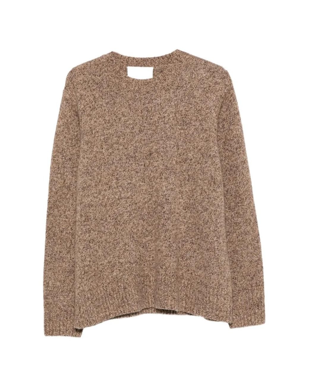 Soft Goat Brown Melange-Knit Crew-Neck Sweater for men