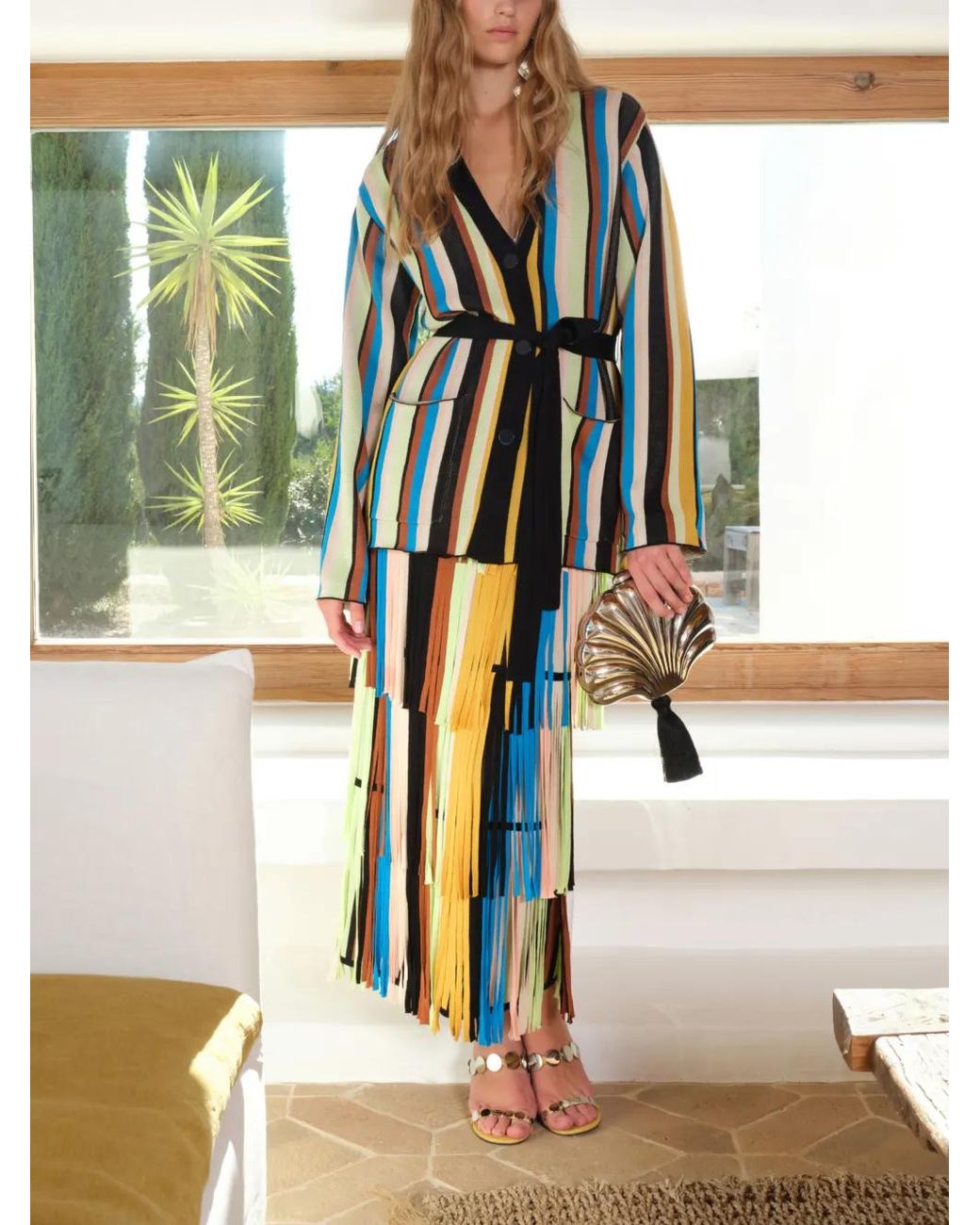 Simon Miller Blue Za Za Knit Fringe Maxi Skirt