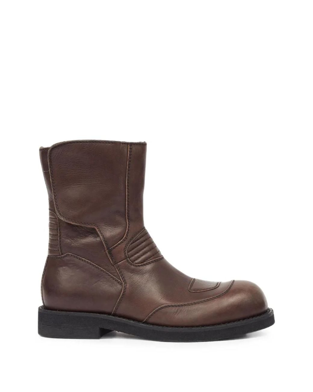 MM6 by Maison Margiela Brown Quilted Leather Ankle Boots