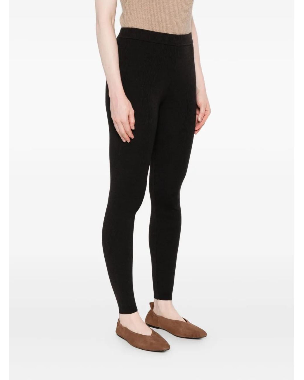 P.A.R.O.S.H. Black Ribbed Wool Leggings
