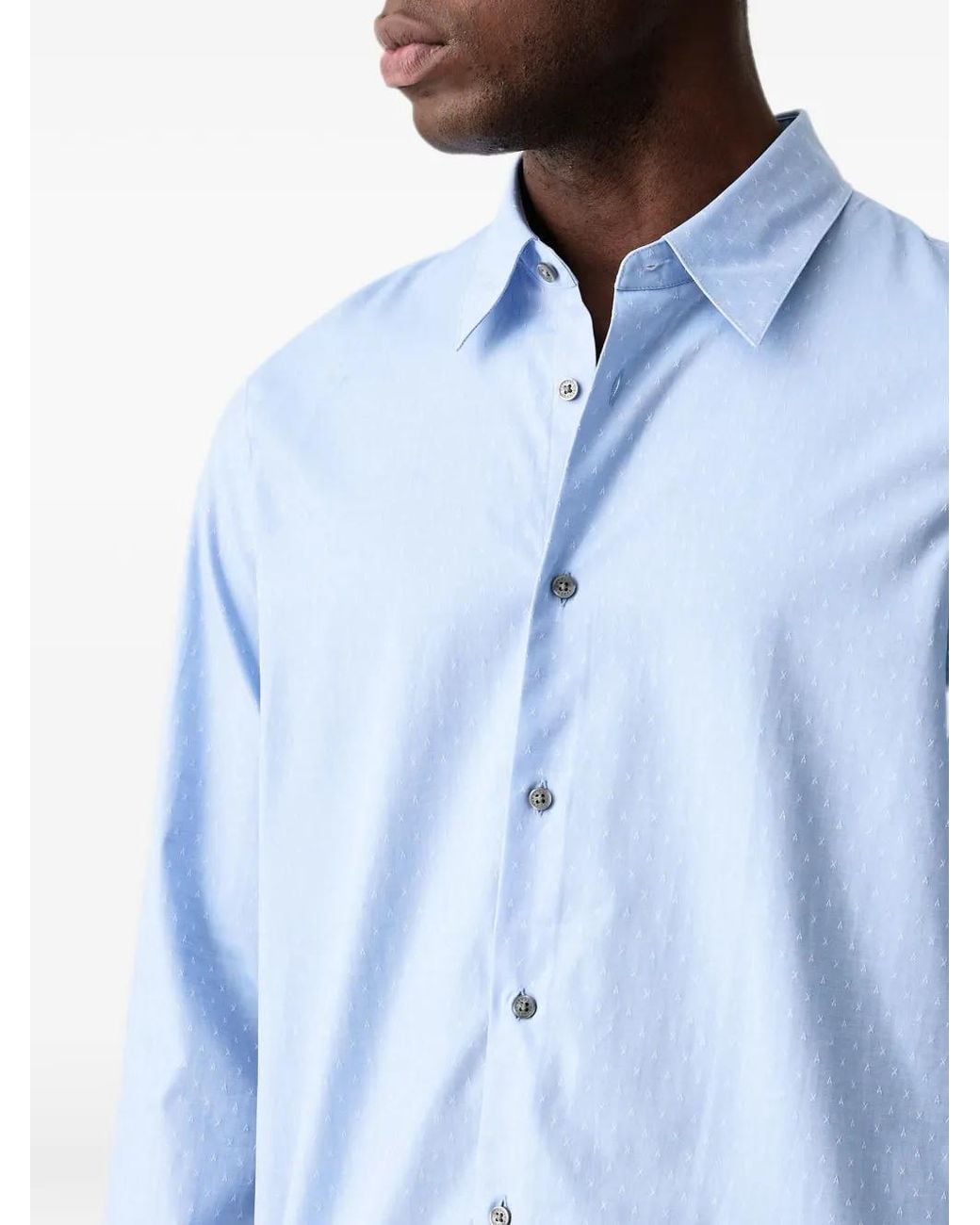 ARMANI EXCHANGE Blue Monogram-Print Shirt for men