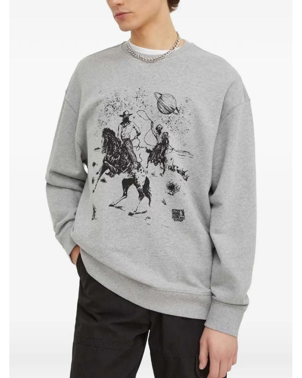 Levi's Gray Print Crew Neck Sweatshirt for men