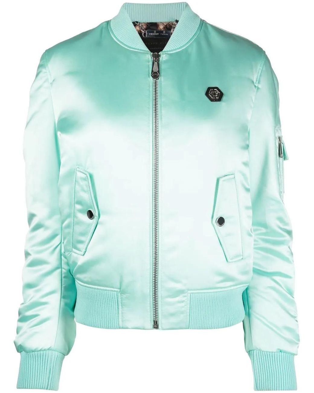 Philipp Plein Green Oversized Bomber Jacket