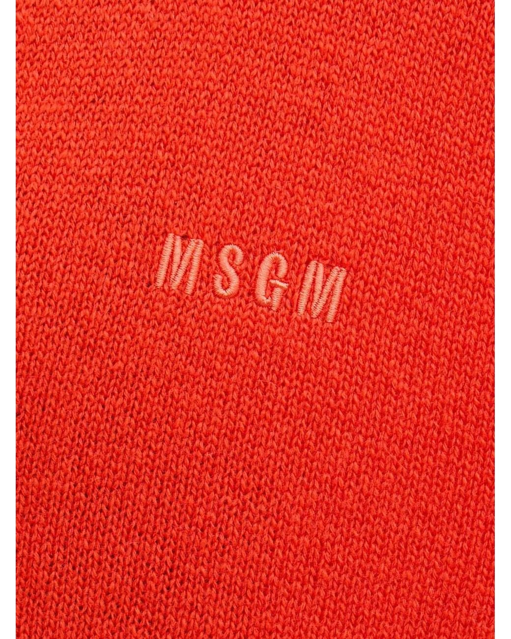 MSGM Red Striped V-Neck Cardigan