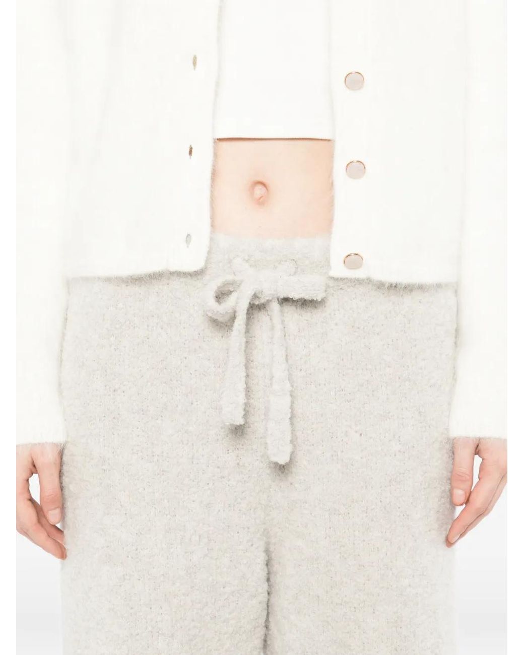 James Perse White Bouclé Drawstring Track Pants