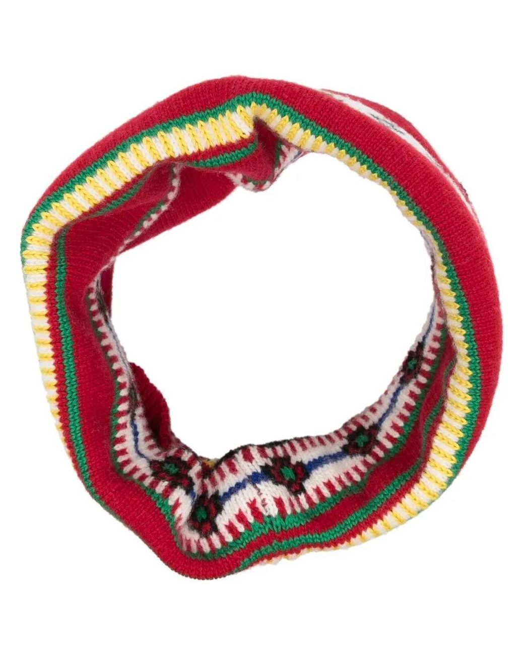 KENZO Red Intarsia-Knit Collar Scarf