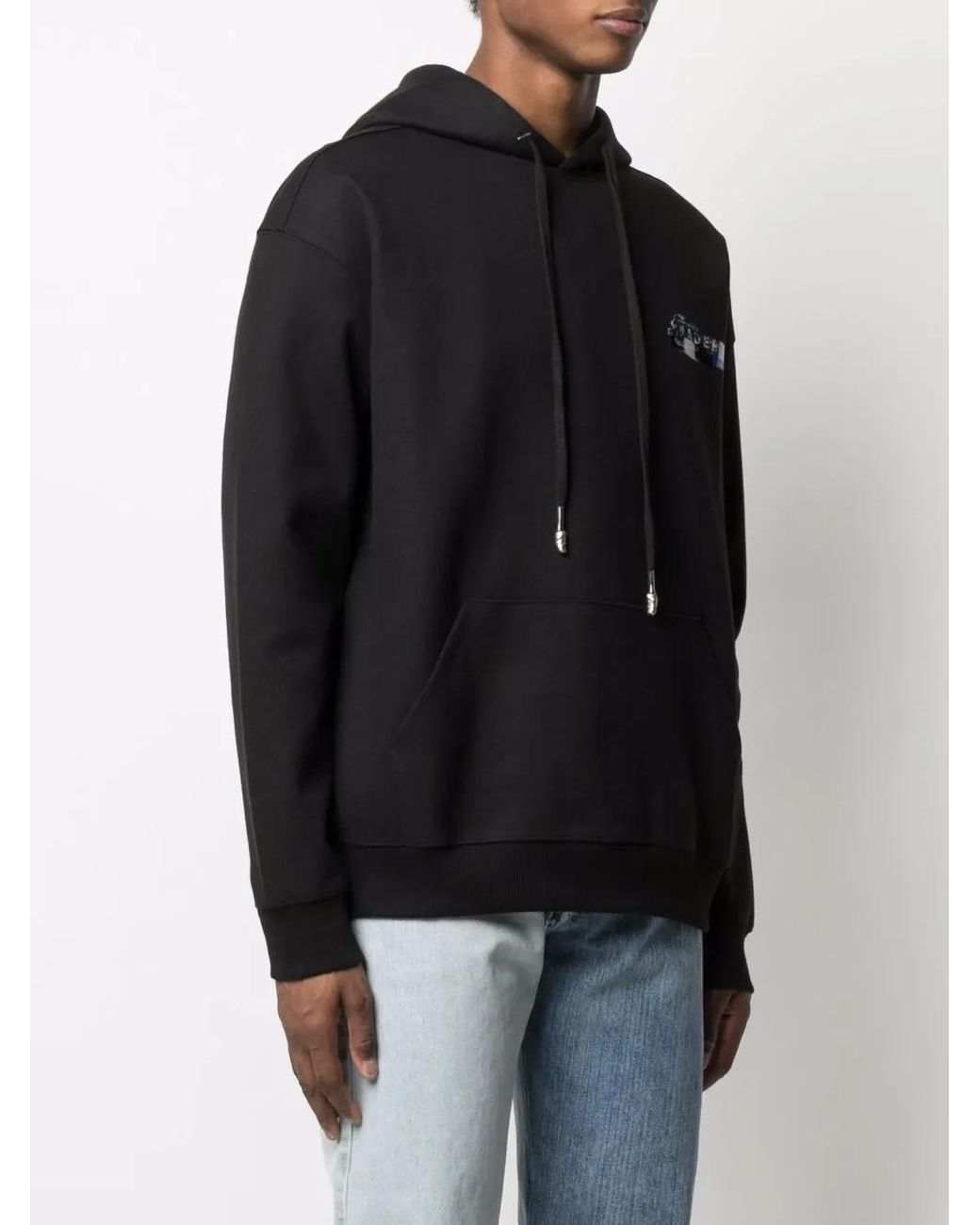 Adererror Black Logo-Print Pullover Hoodie for men