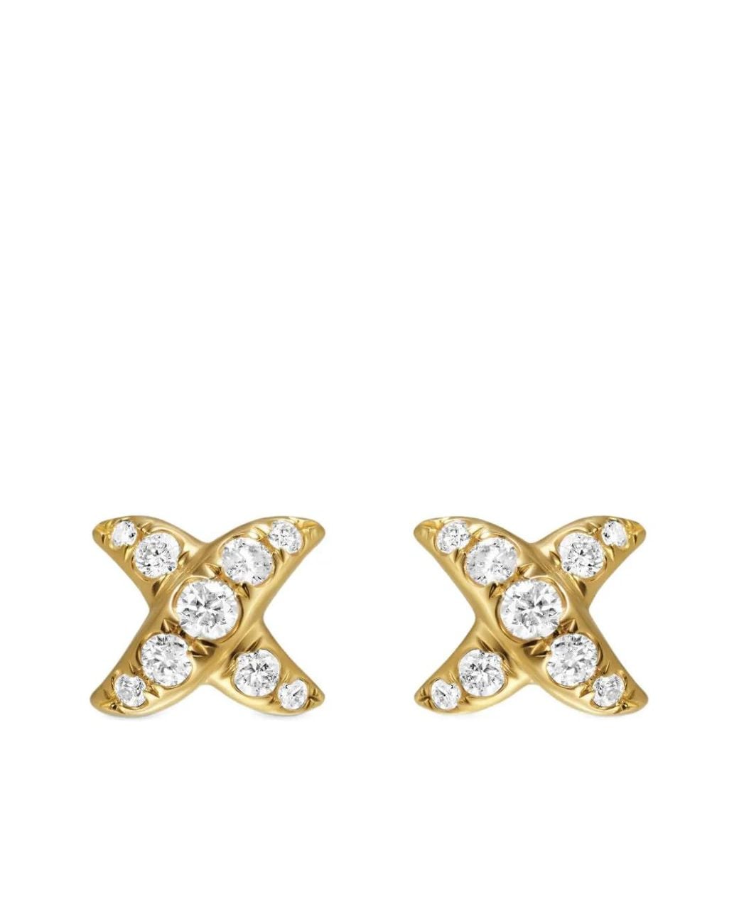 David Yurman Metallic 18Kt Crossover X Diamond Stud Earrings (6Mm)