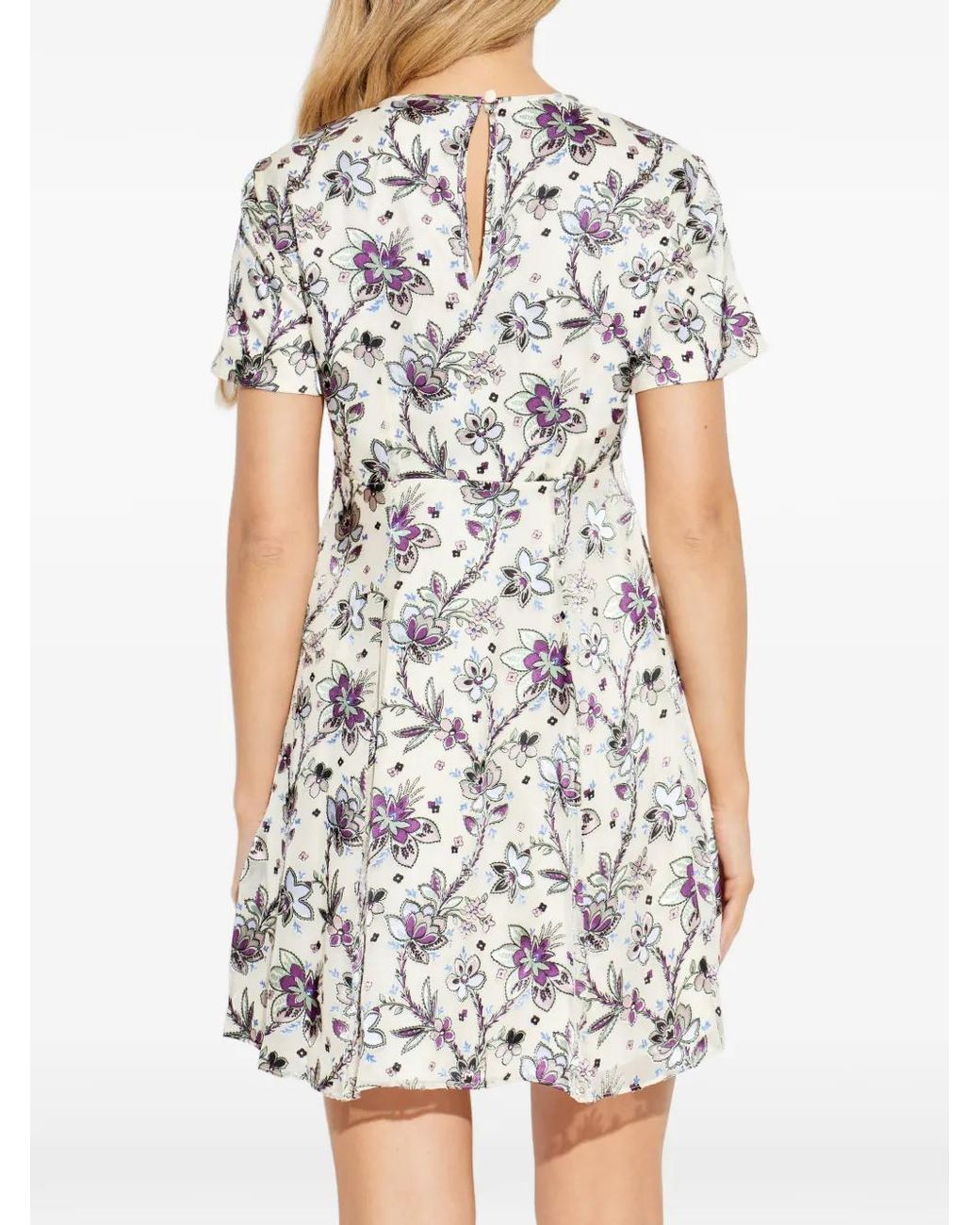 Kate Spade White Floral-Pattern Short-Sleeve Dress