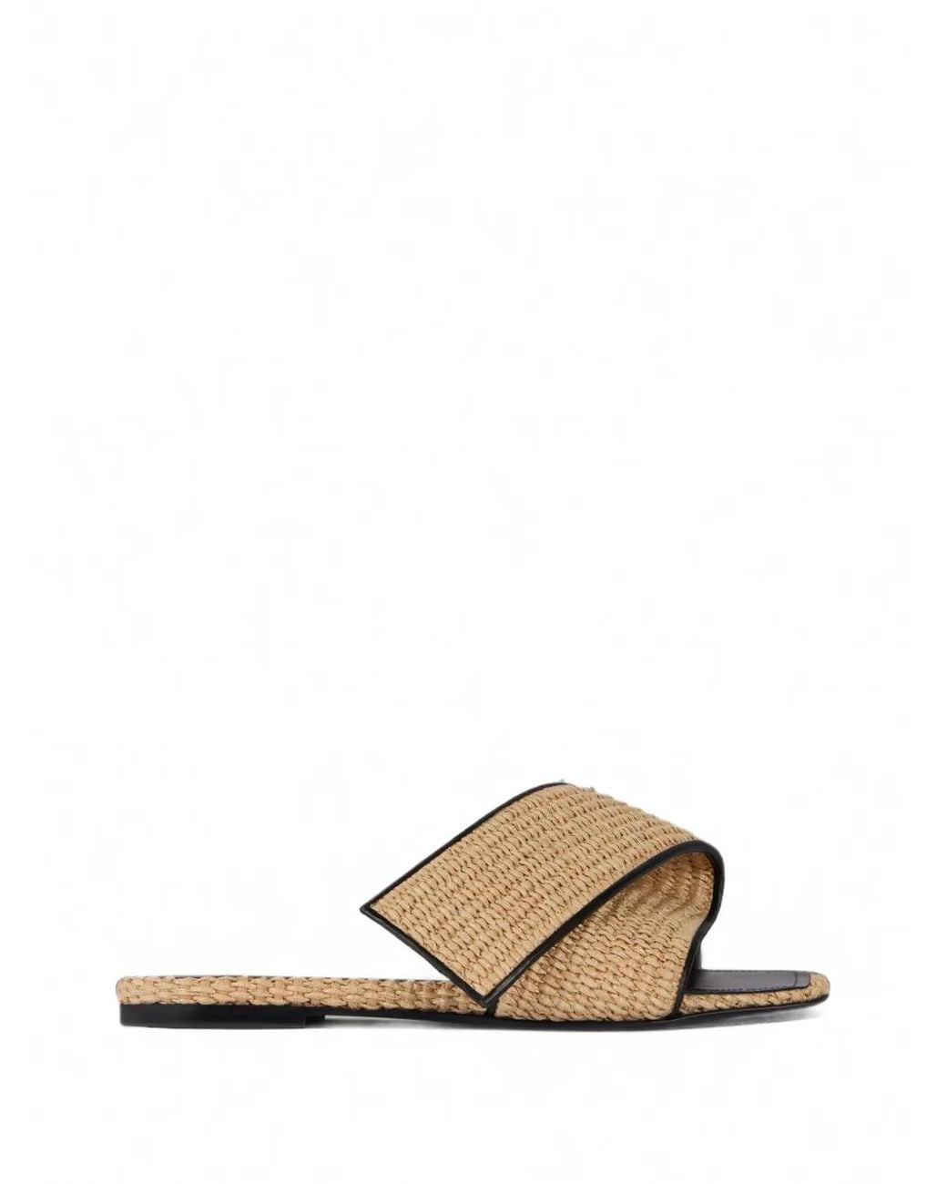 Givenchy White Sliced Square Raffia-Effect Flat Mules