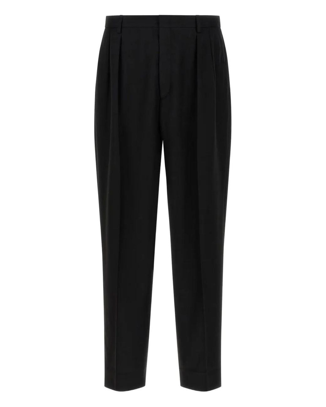 Cellar Door Black Pleated Pin-Tuck Trousers for men