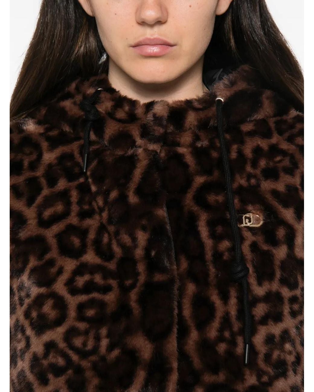 Liu Jo Black Leopard-Print Panel Quilted Gilet