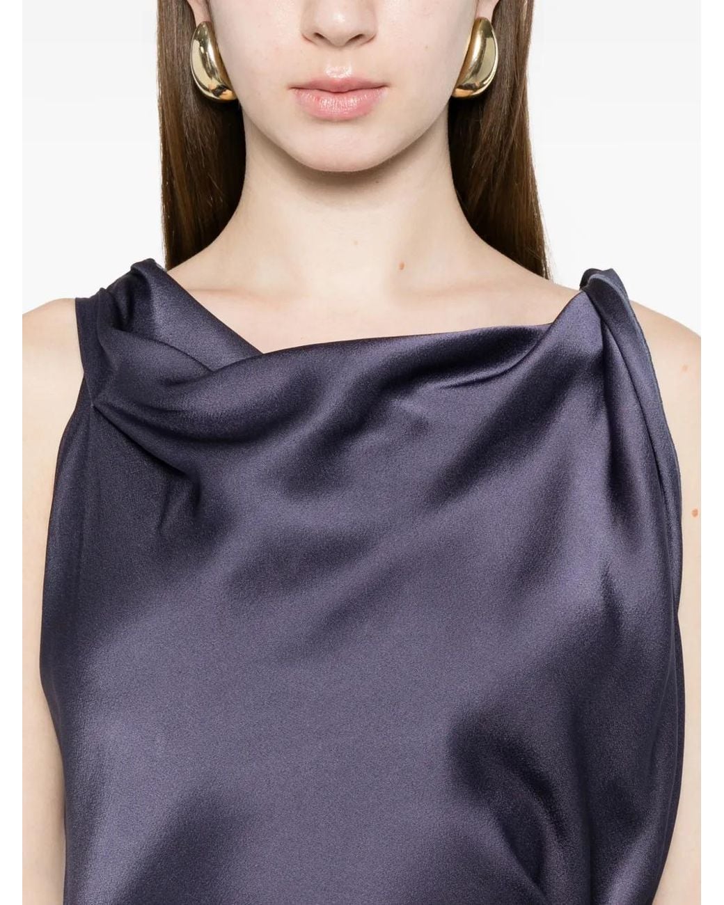 Victoria Beckham Blue Posy Draped Asymmetric Dress