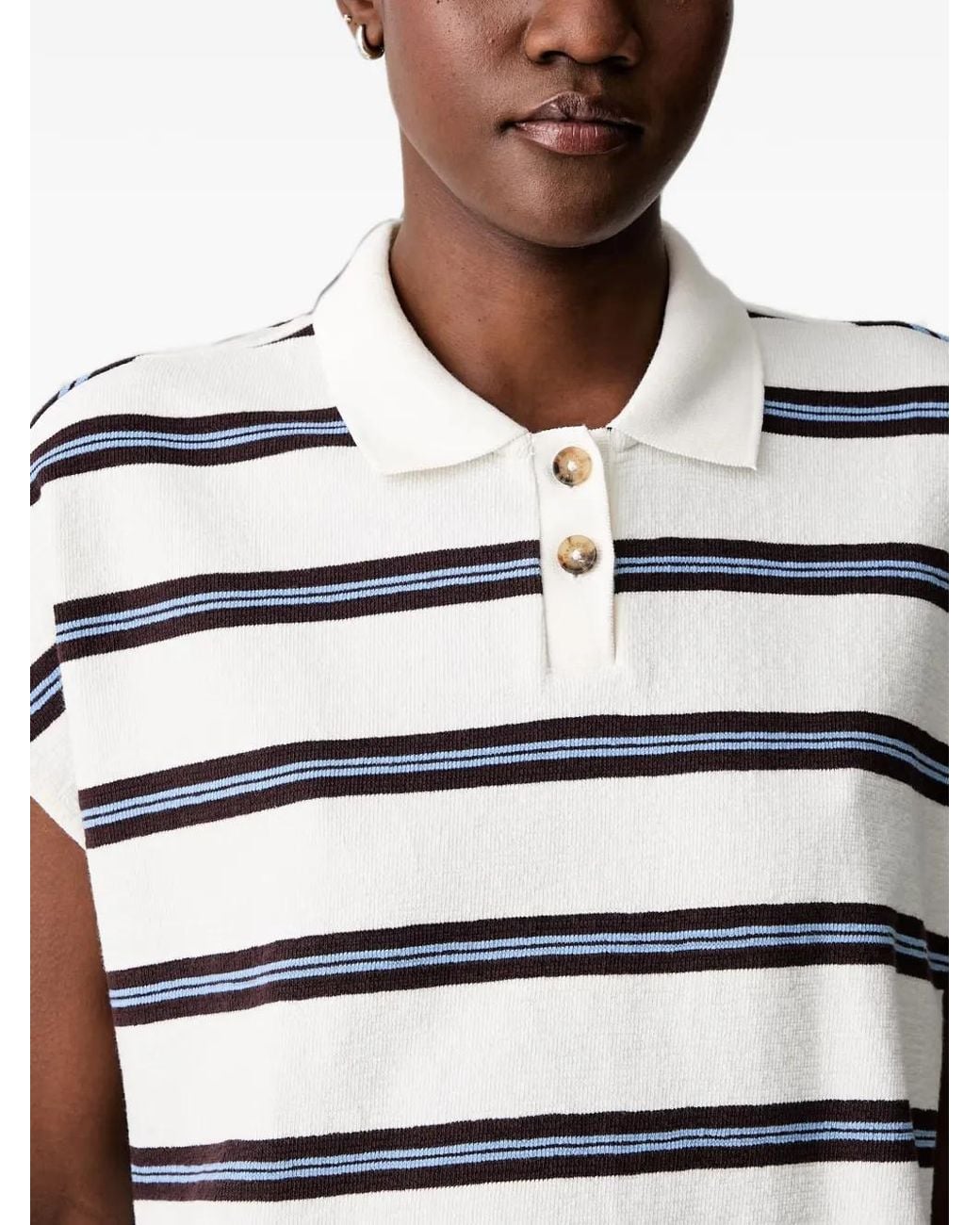 Marc O' Polo Blue Striped Short-Sleeve Polo Shirt