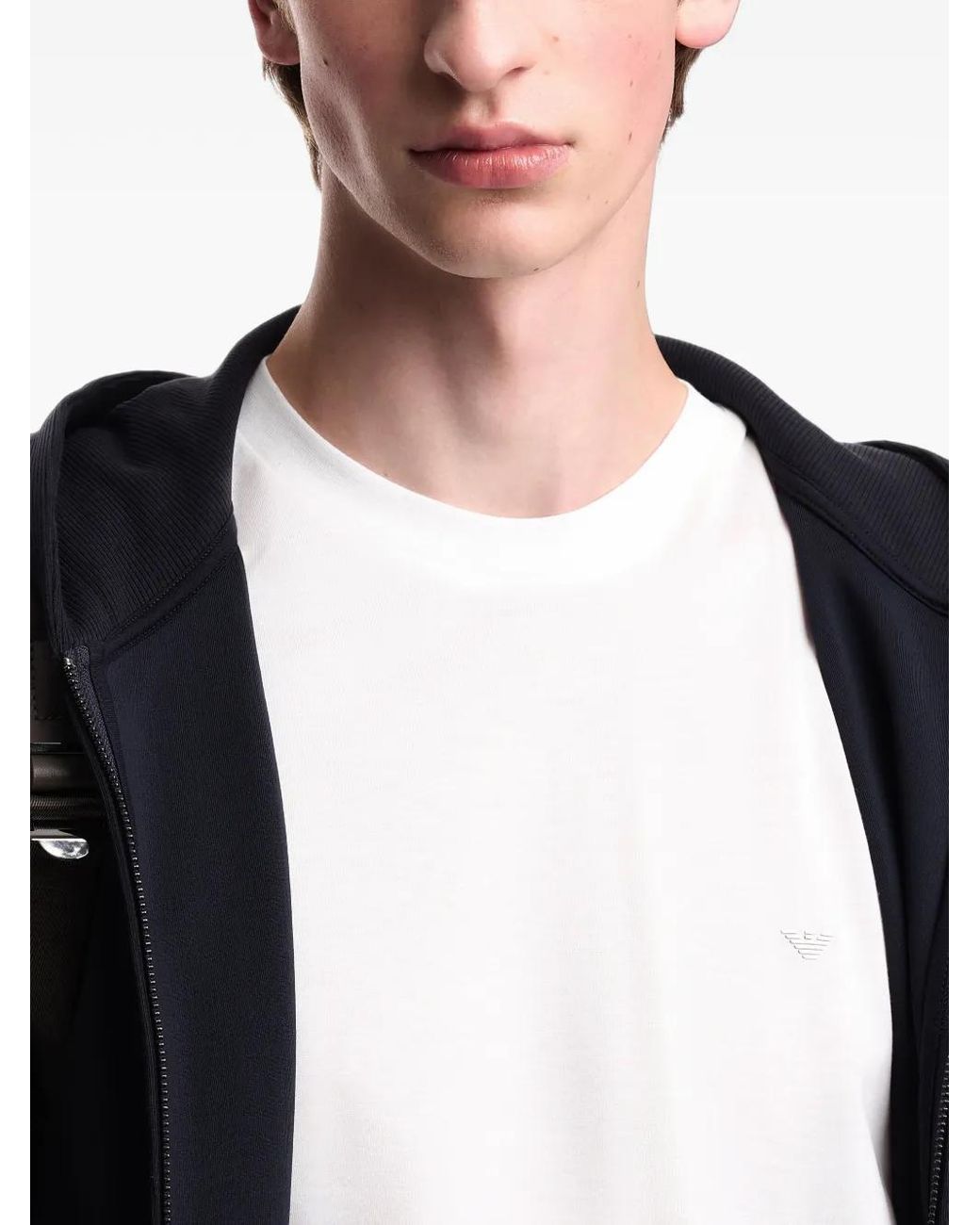 Emporio Armani White Travel Essential Lyocell-Blend Jersey T-Shirt for men