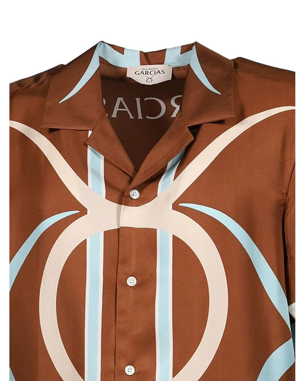 Garcia Brown Logo-Print Silk Bowling Shirt for men