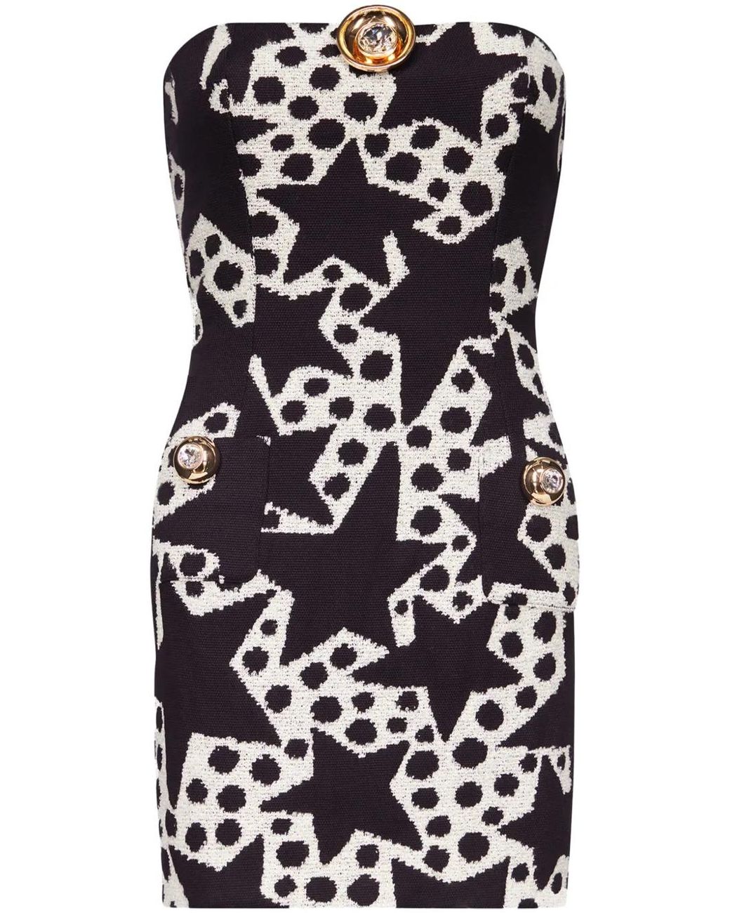 Area Black Star-Print Jacquard Minidress