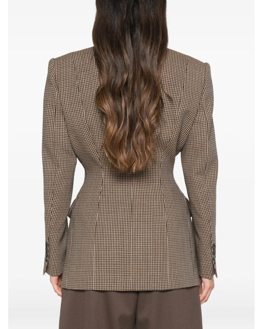 Seafarer Brown Blazer Boutonné À Motif Pied-De-Poule
