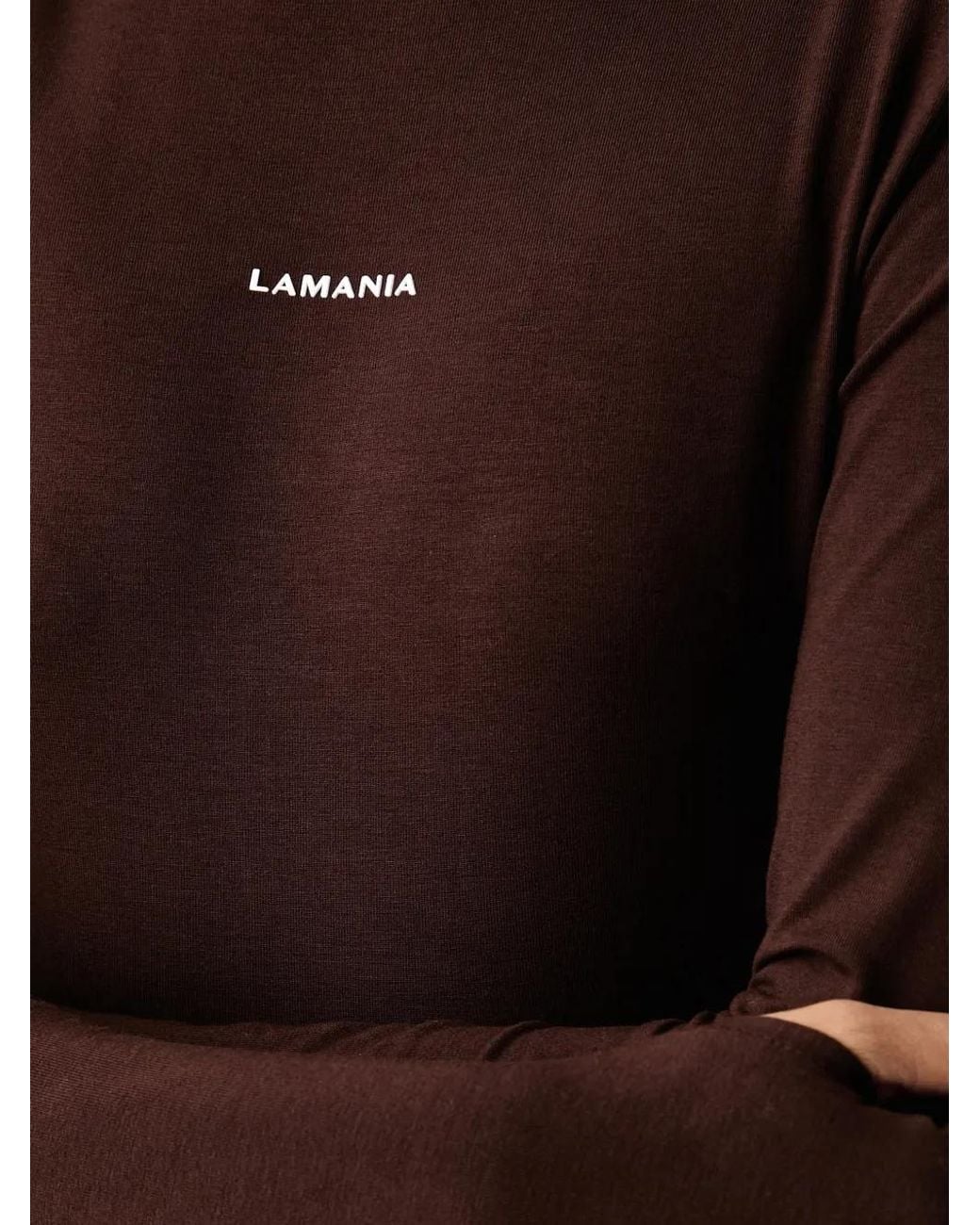 La Mania Black Padded-Shoulder Logo-Print Top