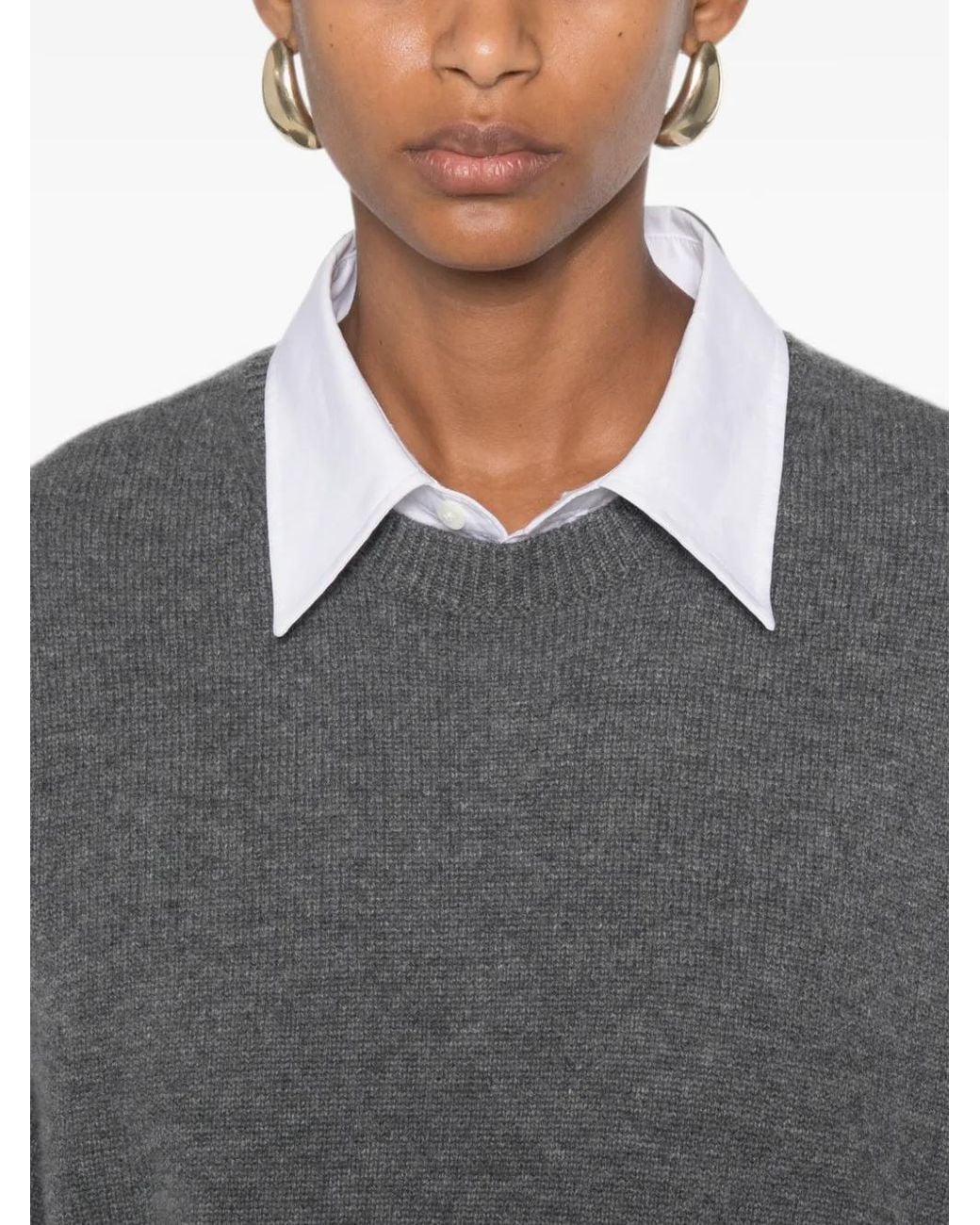 Lisa Yang Gray Veira Crew-Neck Sweater