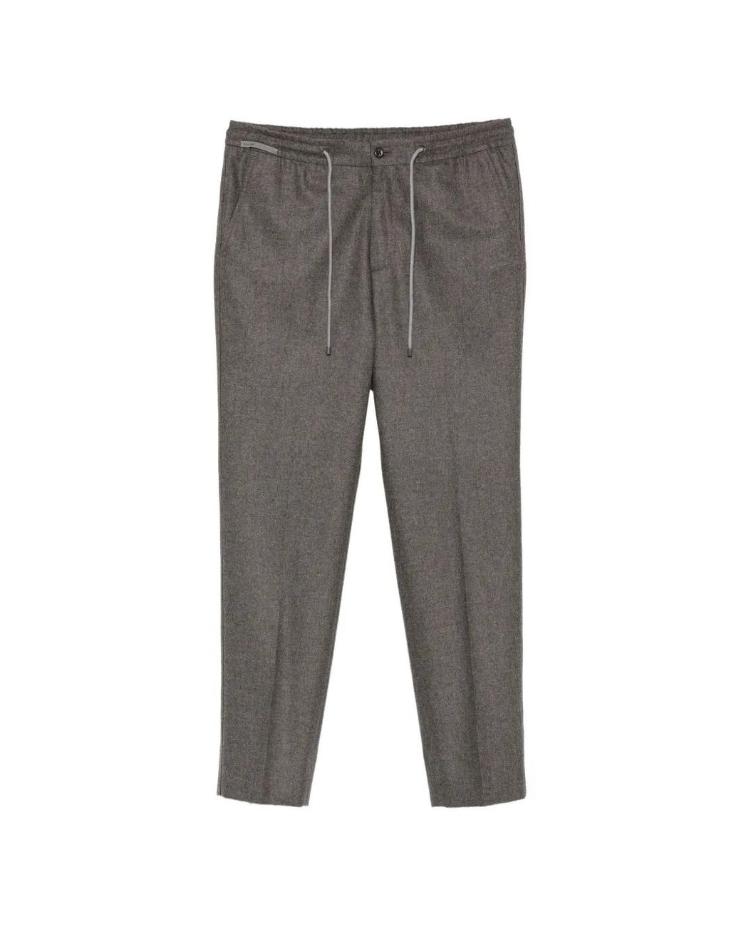 Corneliani Gray Drawstring Virgin Wool Trousers for men