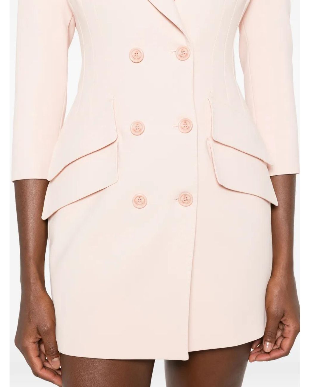 Elisabetta Franchi Pink Double-Breasted Peaked-Lapel Mini Dress