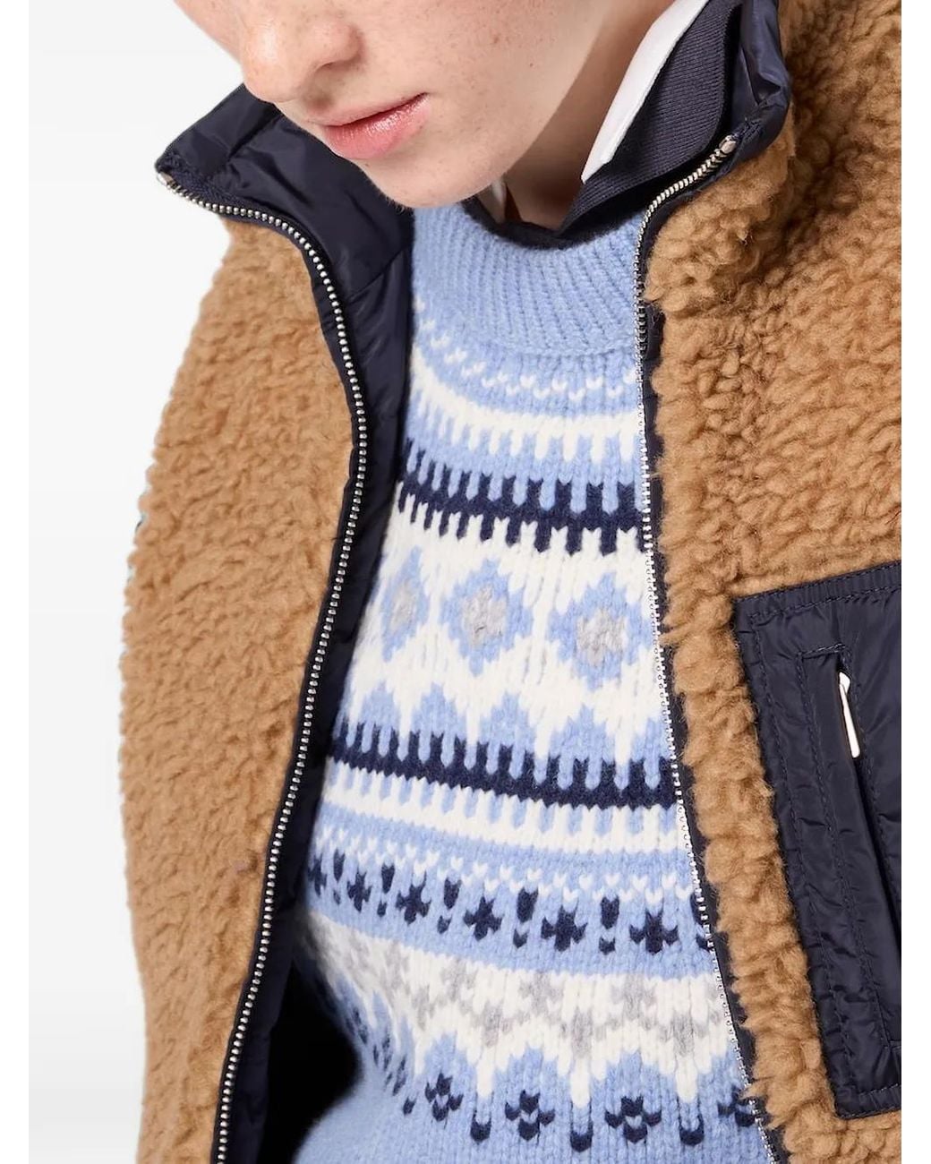 Miu Miu Blue Teddy Down Vest With Technical Pongé