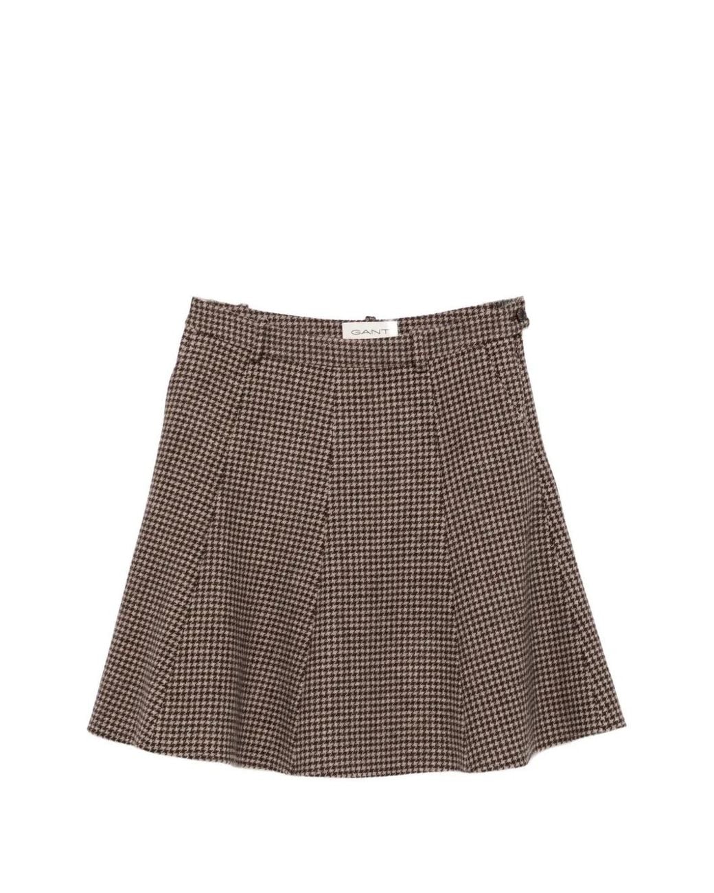 Gant Brown Houndstooth-Pattern Mini Skirt