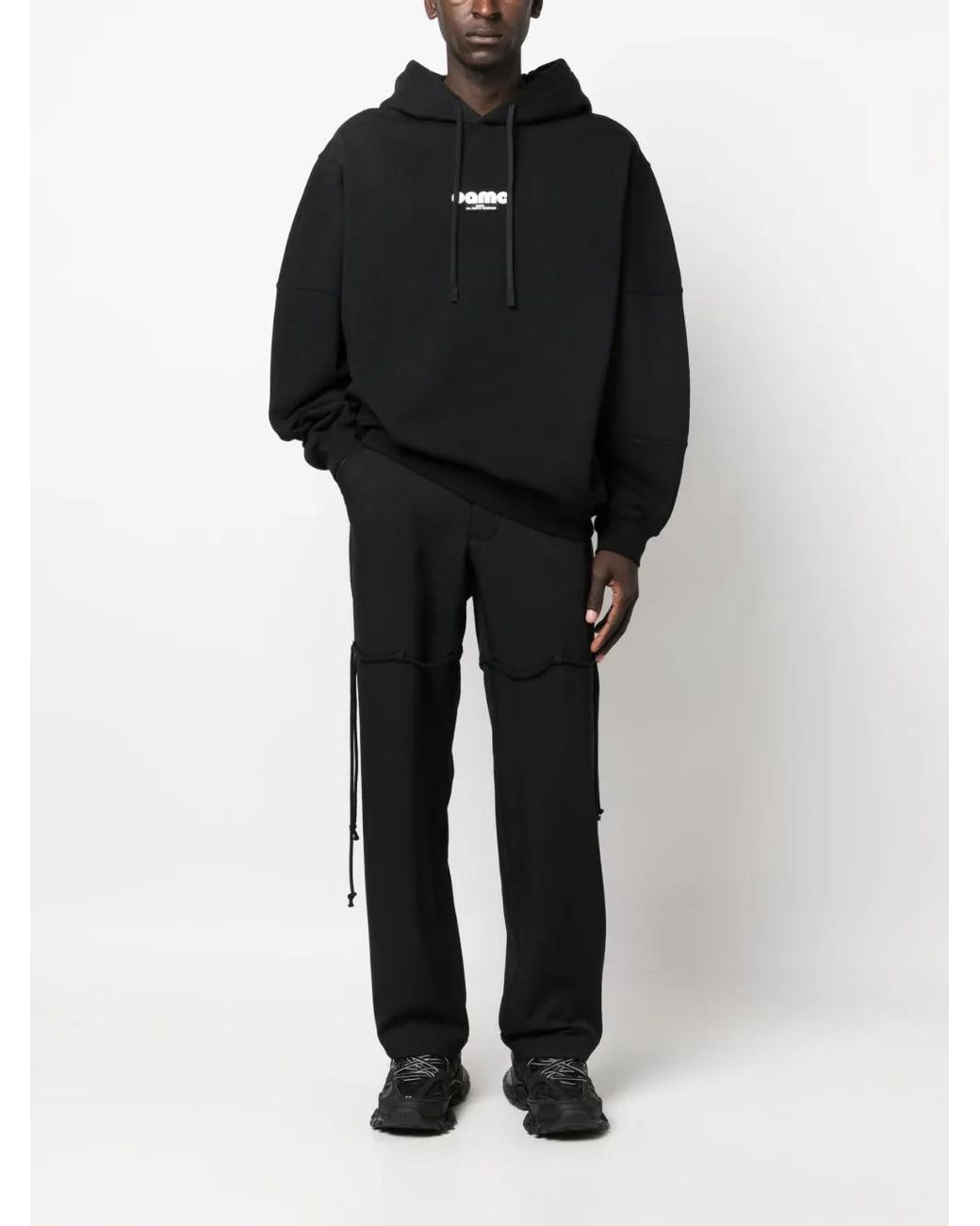 OAMC Black Logo-Patch Cotton Hoodie for men