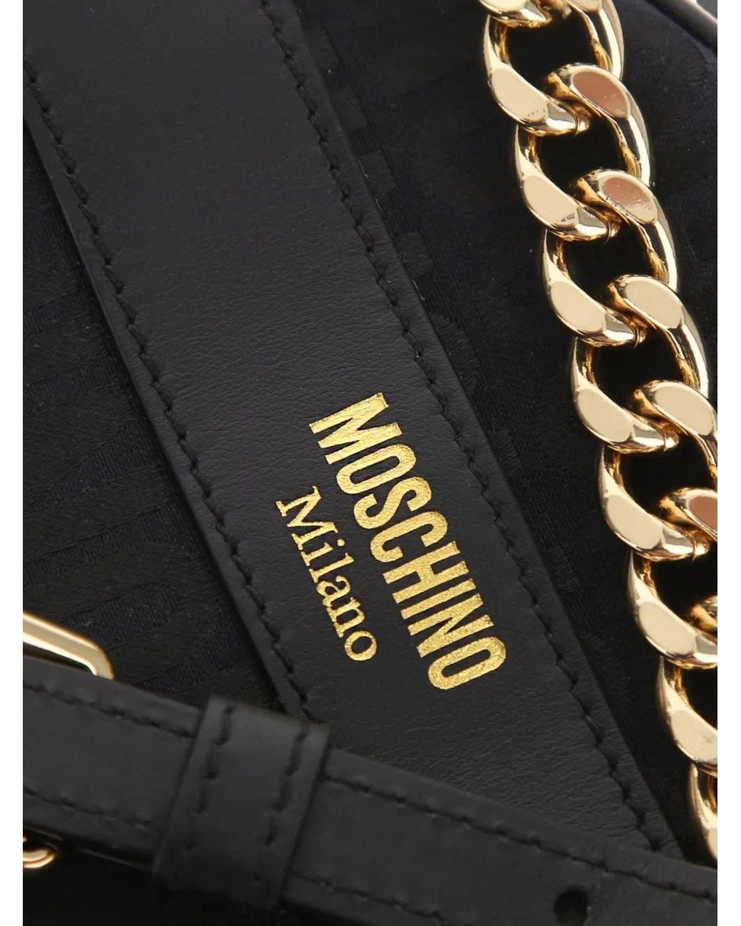 Moschino Black Logo-Jacquard Round Shoulder Bag