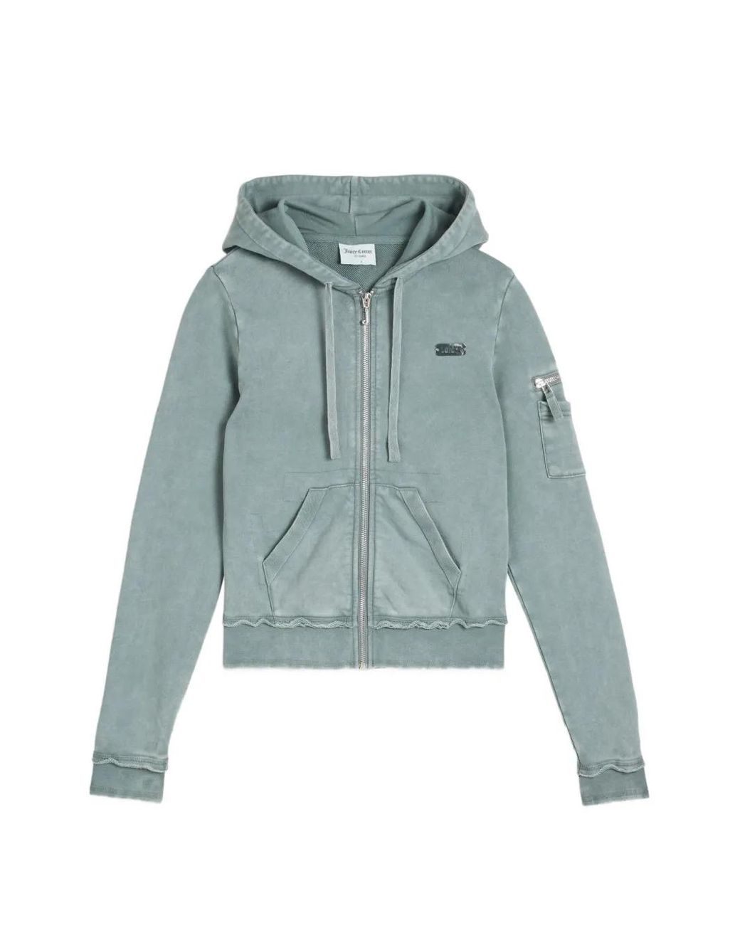 Juicy Couture Blue Washed-Effect Zip-Up Hoodie