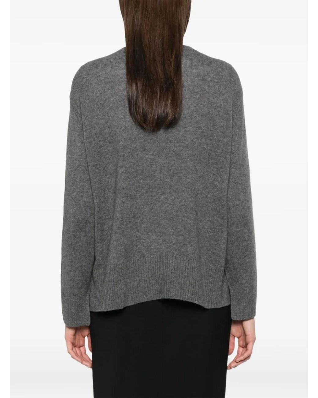 Be You Gray Side-Slit Cashmere Sweater