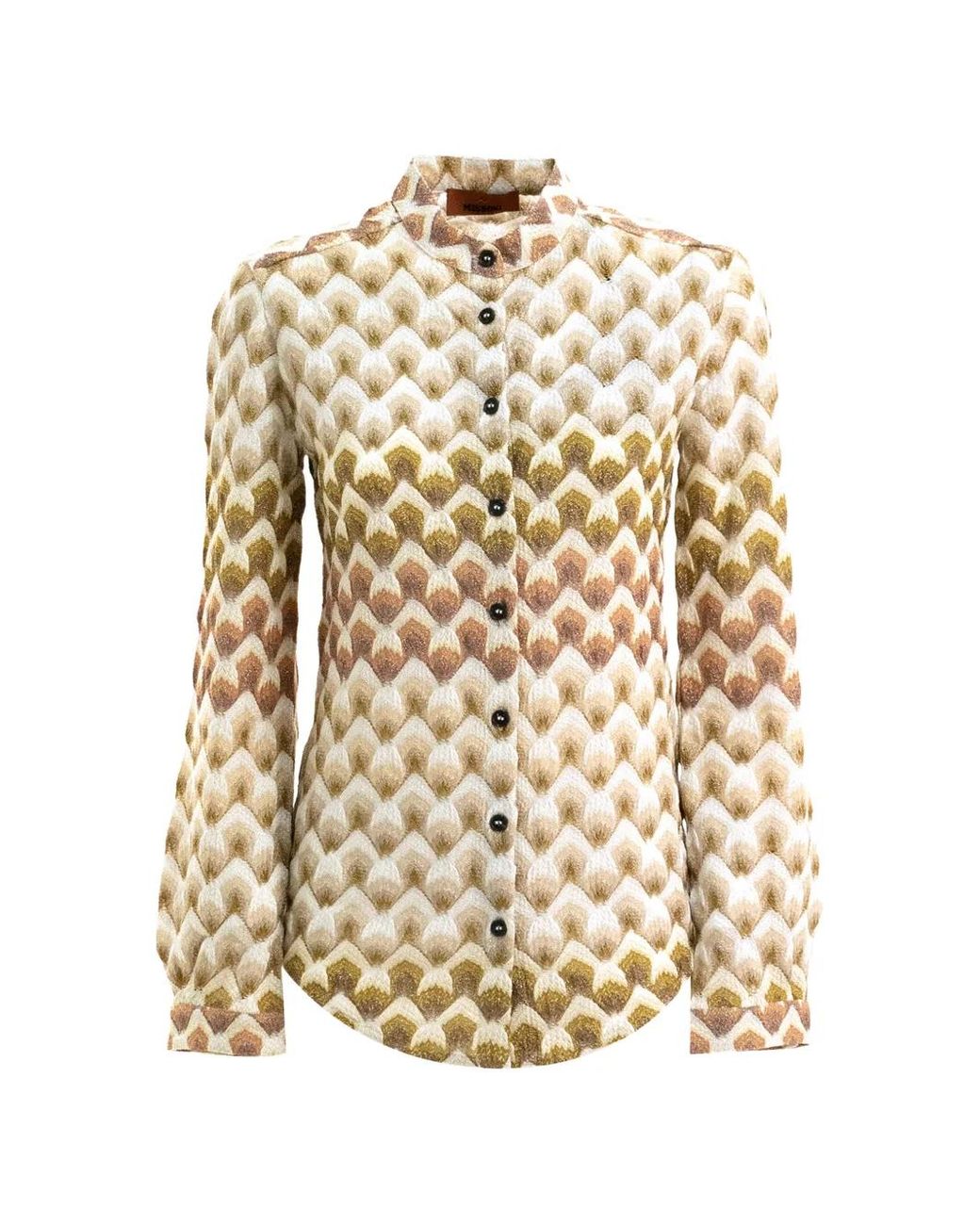 Missoni White Viscose Lamé Shirt With Lace Motif