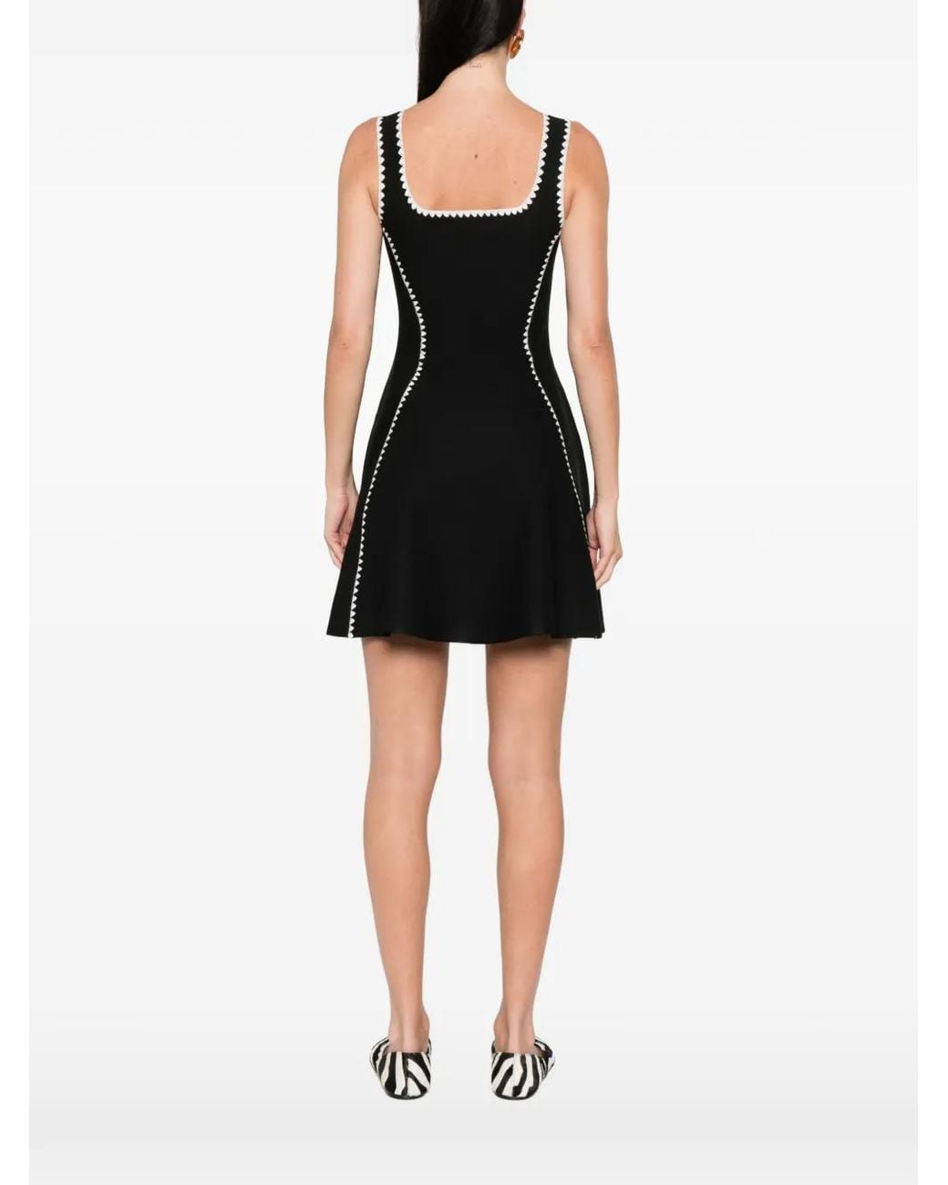 Maje Black Short Dress With Topstitch Details