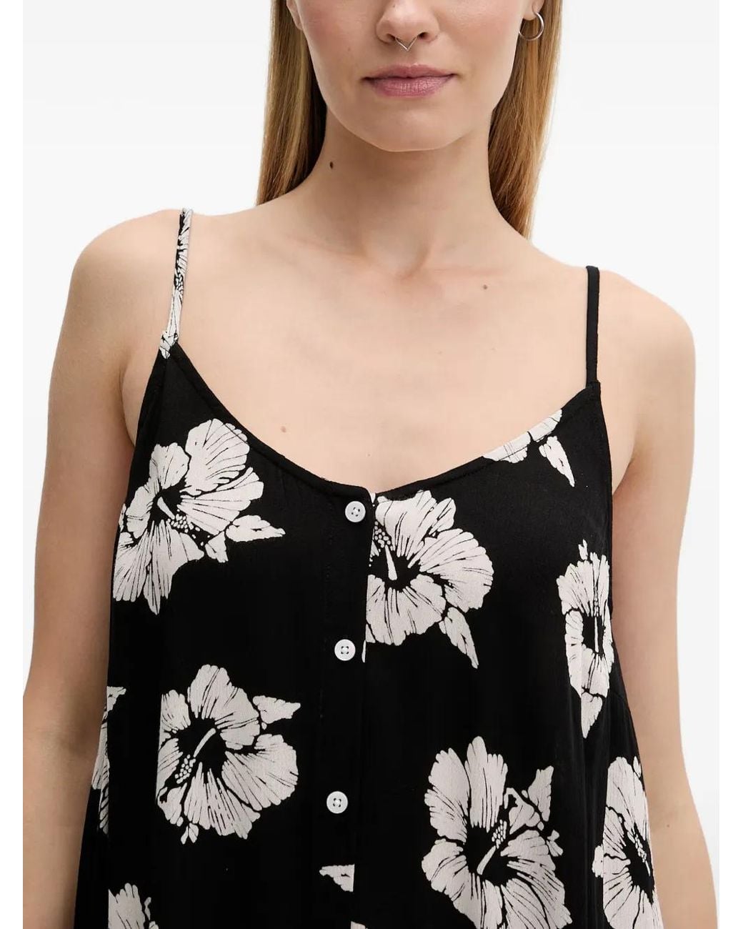 Rip Curl Black Robe Courte Party Pack Boutonnée À Fleurs