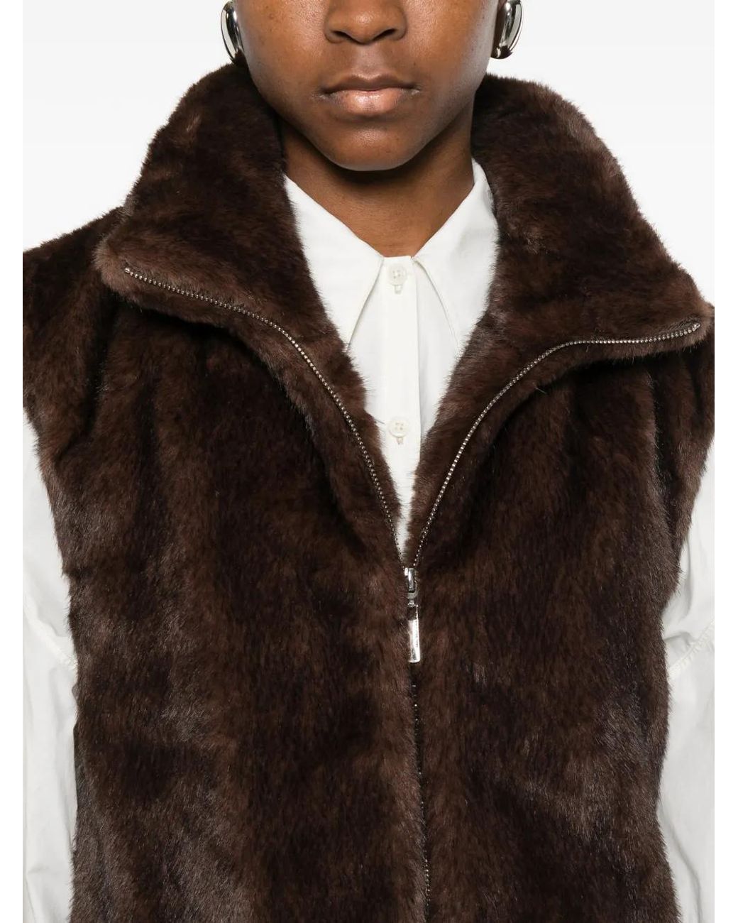 Viktoria Chan Brown Araki Zip Vest