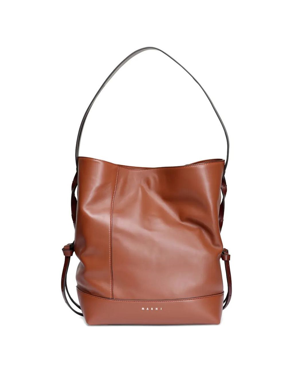 Marni Brown Small Pod 2.0 Leather Bucket Bag