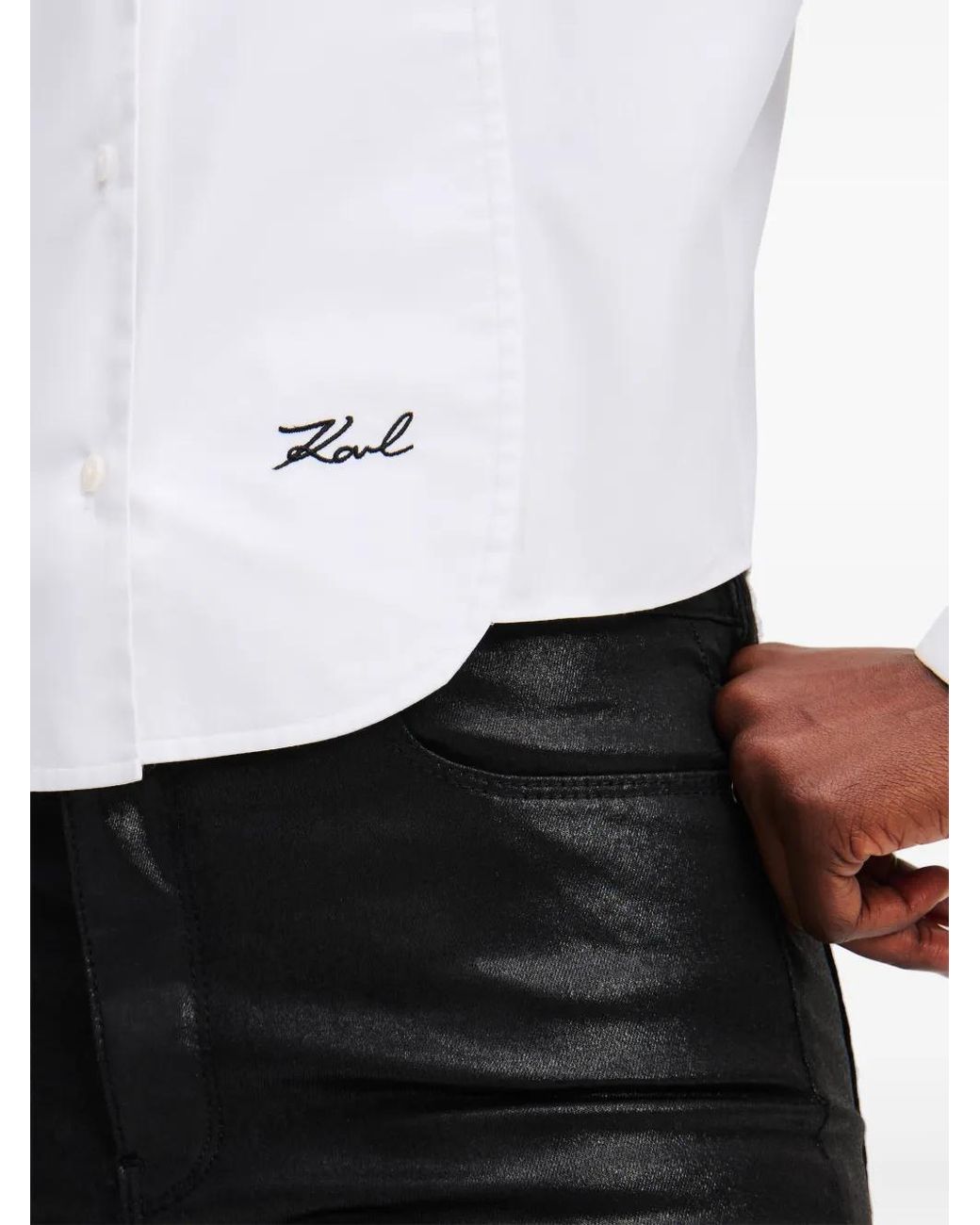 Karl Lagerfeld White Logo-Embroidered Shirt
