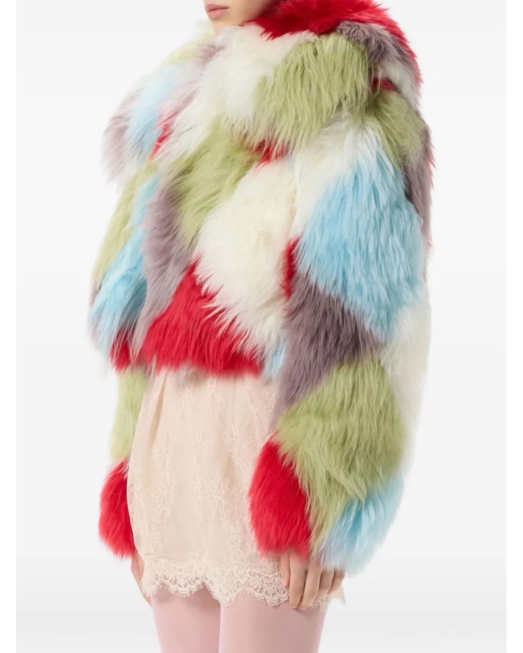 Blumarine White Intarsia-Design Fur Jacket