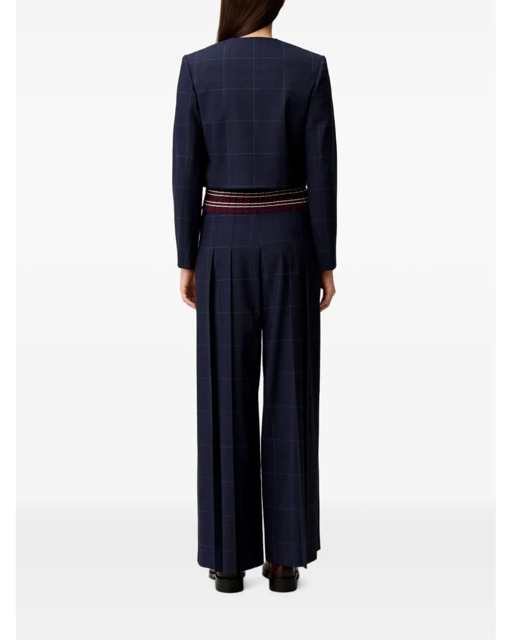 Claudie Pierlot Blue Checked Boxy Jacket