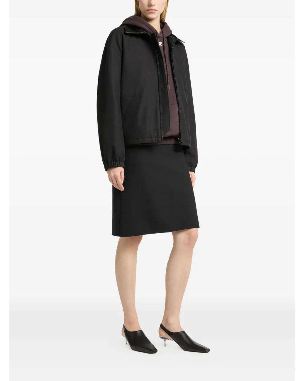 Courreges Black Veste Bomber À Col En Vinyle