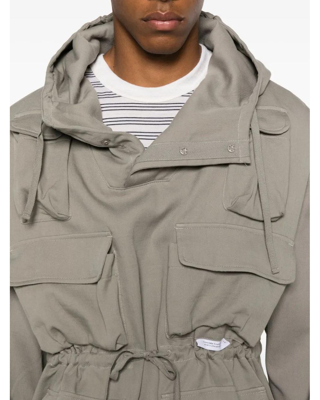(w)taps Gray Multi-Pocket Hoodie for men