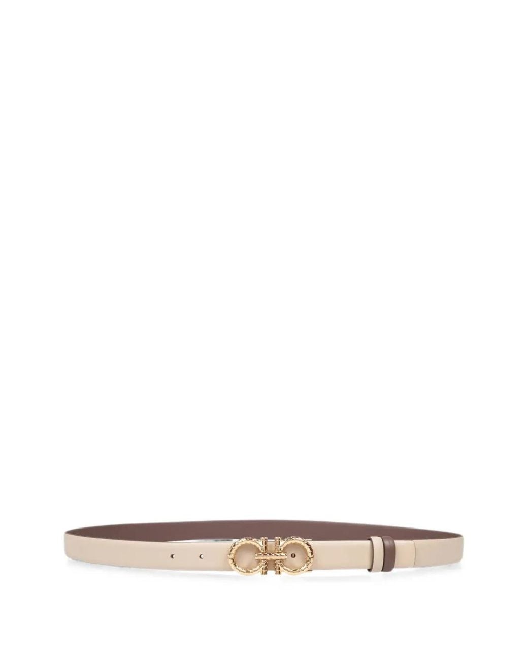 Ferragamo White Gancini Reversible Leather Belt