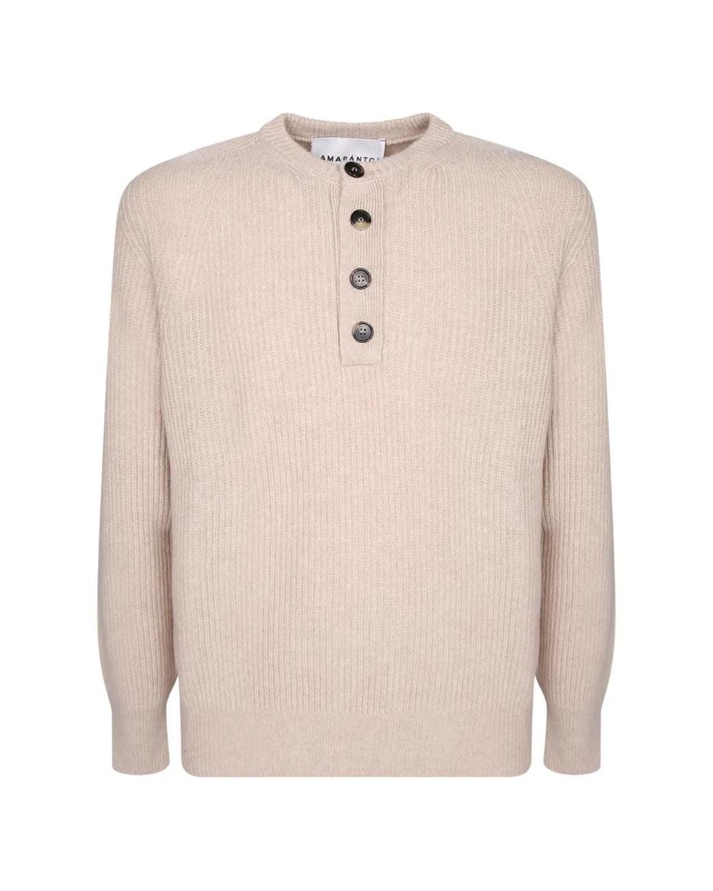 Amaranto Gerippter Henley-Pullover in Natural für Herren