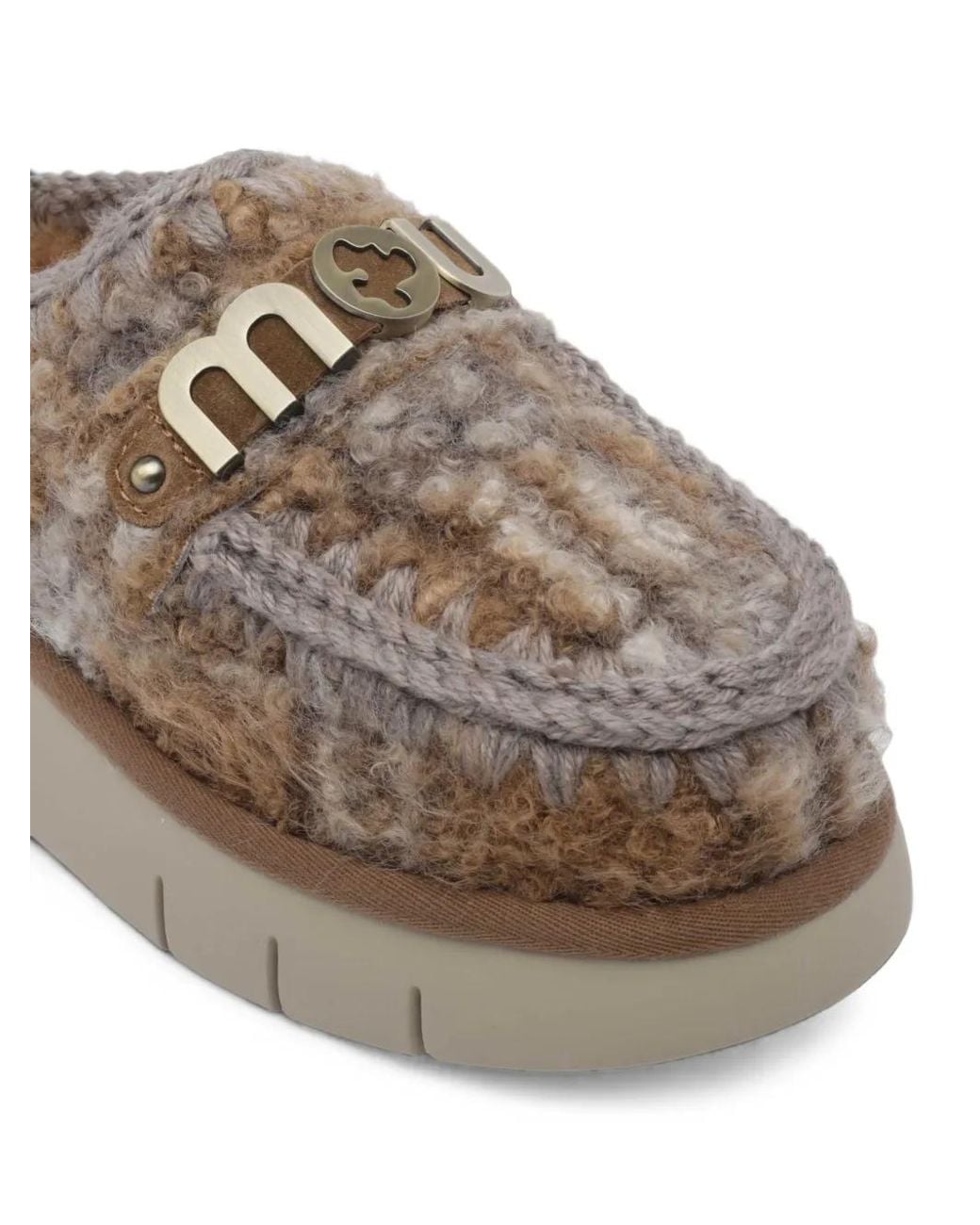 Mou Brown Bounce Logo-Plaque Mules