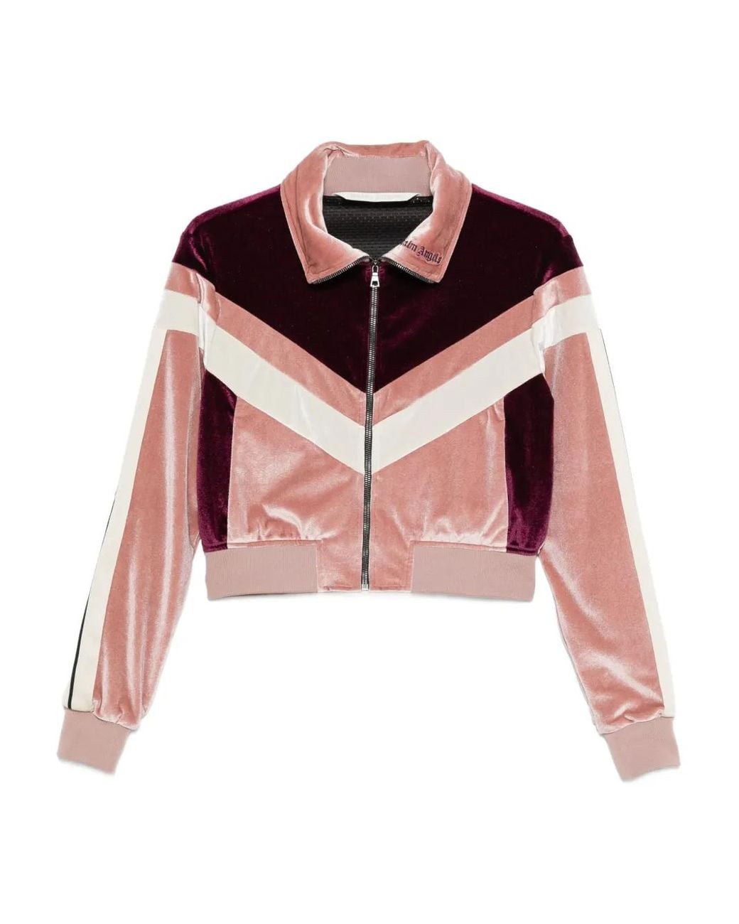 Palm Angels Pink Cropped Velvet Jacket