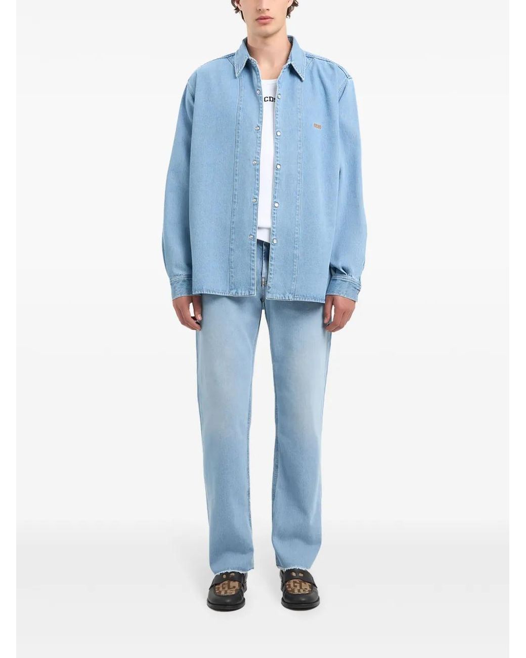 Gcds Blue Wirdo Denim Shirt for men